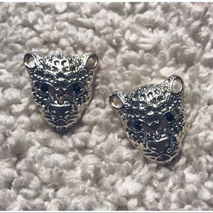 Silver Leopard Studs
